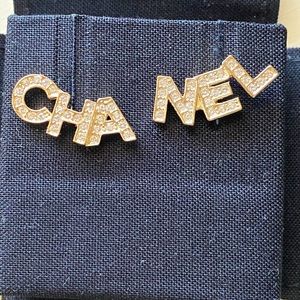 Brand New Signature Authentic Chanel Gold Studs